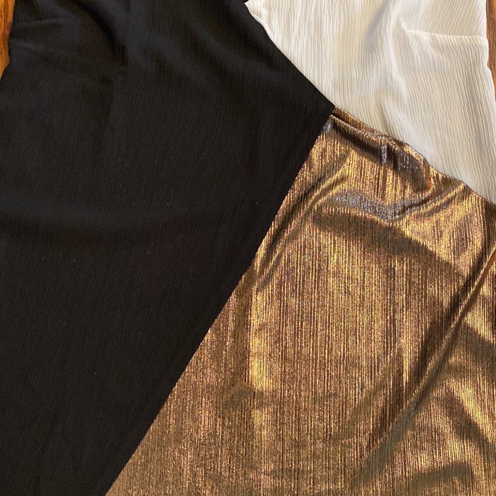 Venus Small Black/Cream/Bronze Spaghetti Strap Wrap Detail Dress - Picture 9 of 9
